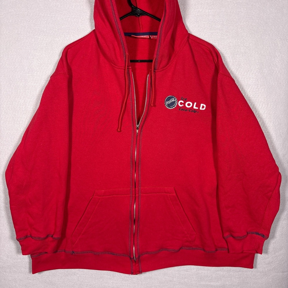 VTG Y2K Coca Cola Fleece Jacket Womens 22W Ice Cold Full Zip Baggy